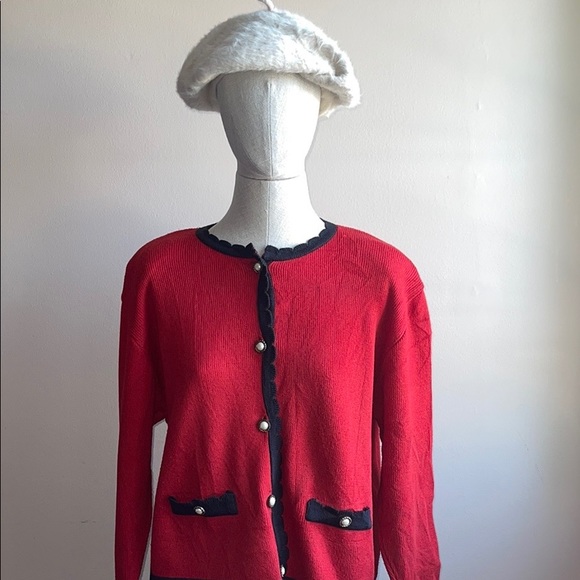 Espion Red long sleeve cardigan Medium - Picture 3 of 13